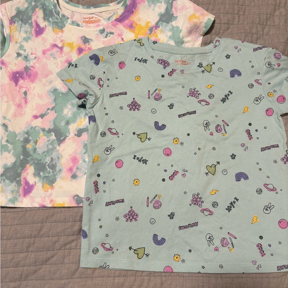 NWOT Set of 2 Cat & Jack Patterned Short Sleeve Tshirts